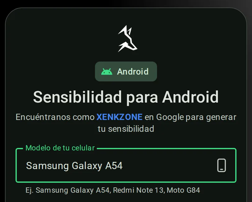 Generador de sensibilidad para Android con el modelo Samsung Galaxy A54 escrito